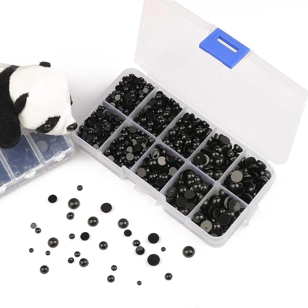 3 8 мм черные пластиковые безопасные Глаза Акриловые полукруглые бусины для