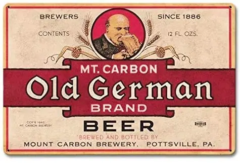 

Metal Signs Mt. Carbon Old German Beer Tin Sign 12" x 8" Plaque Poster for Shop Home Man Cave Pub Bar Wall Decor