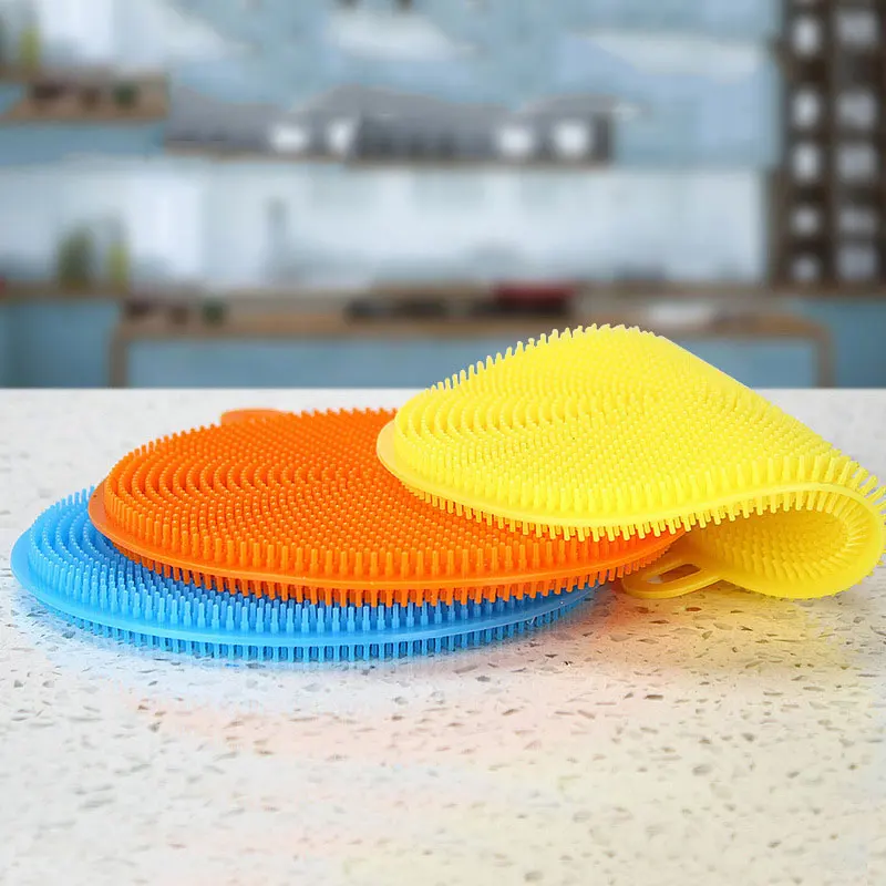 

Dropshipping10pcs Multifunctional Kitchen Cleaning Brush Silicone Dishwashing Brush Scouring Pads Anti-Scalding Mat For Kitchen