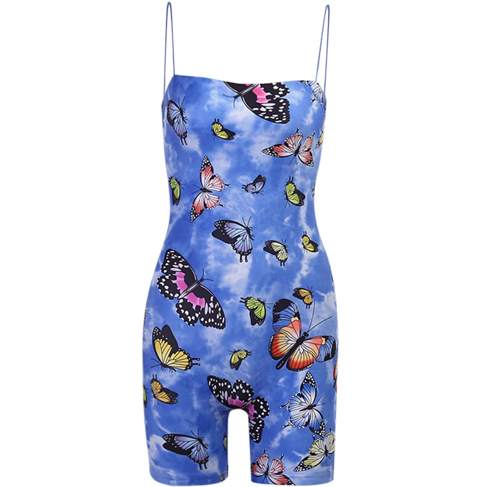 

Sexy Women Bodysuit Summer Romper Women Butterfly Spaghetti Strap One-Piece Short Pants Bodysuit Jumpsuits Rompers Ladies Pajama
