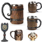 Кружка пивная из нержавеющей стали в ретро-стиле, стеклянная кофейная чашка с изображением рога черепа, рыцаря, черепа, Викинга, чая, украшение для паба, бара