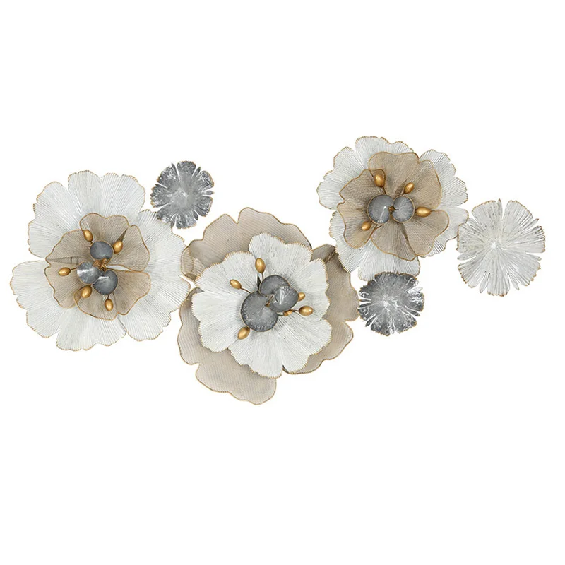 

European 3D Stereo Wrought Iron Flower Wall Decoration Ornaments Home Livingroom Wall Sticker Crafts Sofa Background Wall Murals