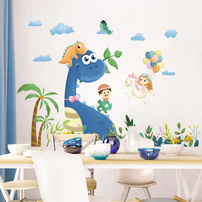 

[Shijuekongjian] наклейки на стену с изображением динозавров, кокосовое дерево, наклейки для детской комнаты, украшение для детской комнаты