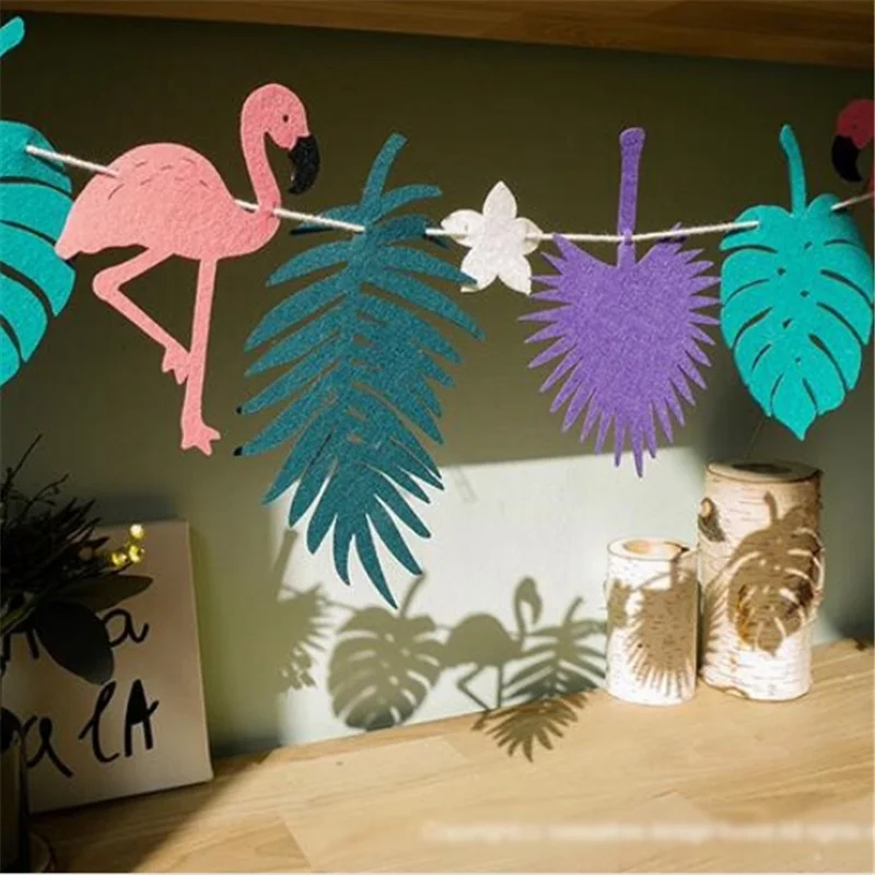 

1 Pcs Flamingo and Leaves Banner Garland Bachelorette Party Decoration Banner Home Garden Decoration Wedding Supplies