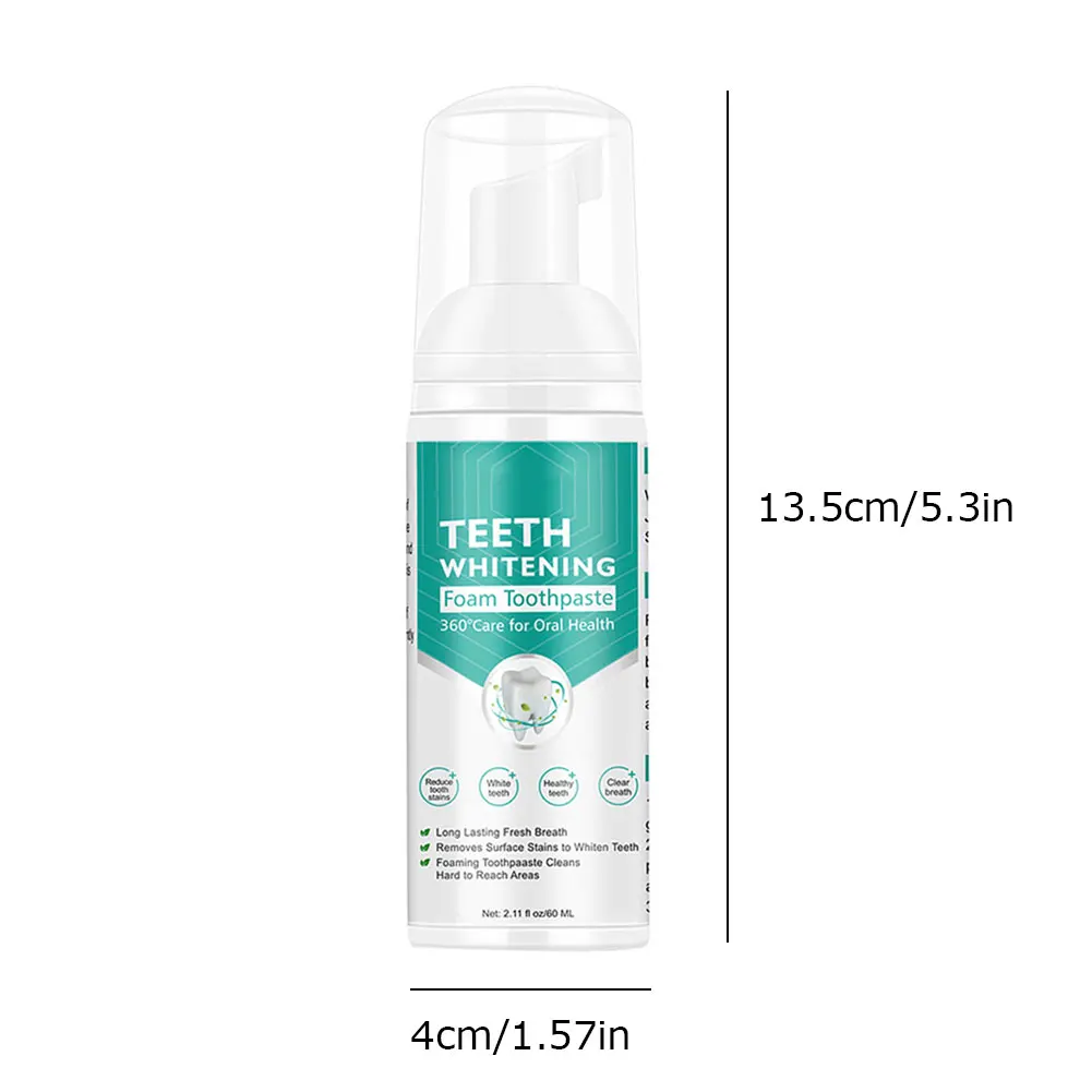

Teeth Whitening Oral Teeth Cleaning Mousse Fresh Breath Remove Stains Cleaning Mousse For Oral Cleaning Teeth Health 60ML