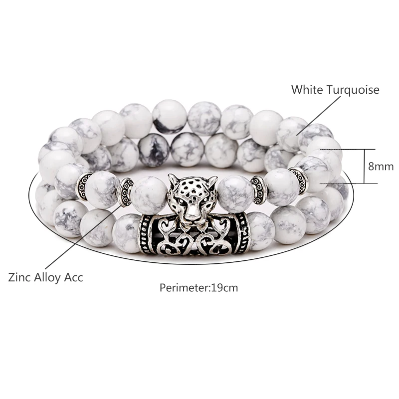 Мужской винтажный браслет Diffone 2 шт./компл. с бусинами Будда леопард Сова животное