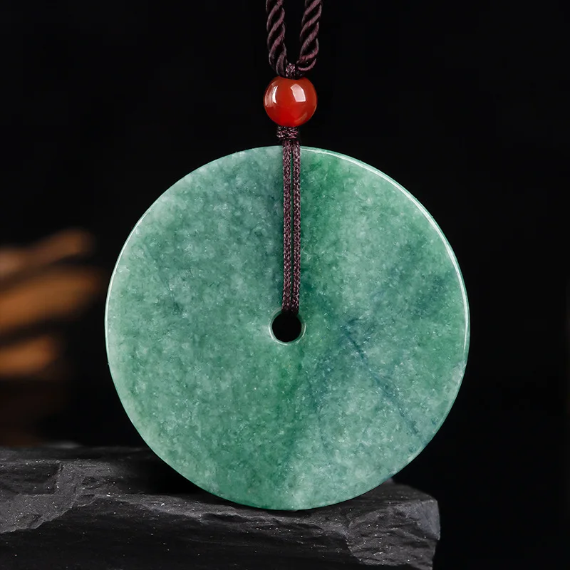

Burma Green Jade Round Blank Pendant Necklace Men Women Healing Jewelry Fashion Jadeite Charm Myanmar Emerald Jades Lucky Amulet