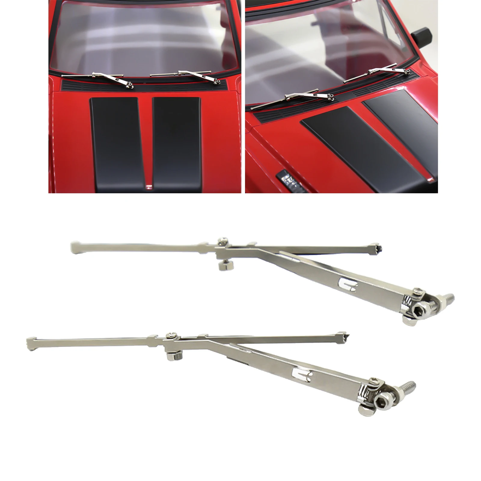 

1 Pair RC Car Simulation Metal Front Windscreen Windshield Wiper Decoration for TRX4 TRX6 90046 SCX10III 1:10 RC Crawler