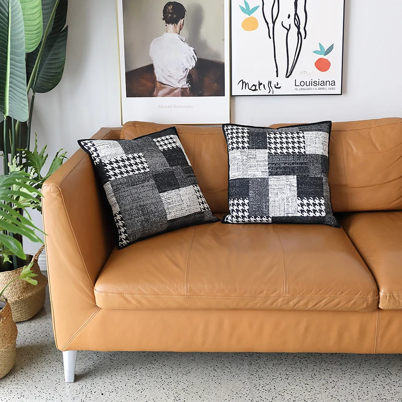 Чехол для подушки DUNXDECO роскошный винтажный черный с рисунком гусиные лапки | Дом