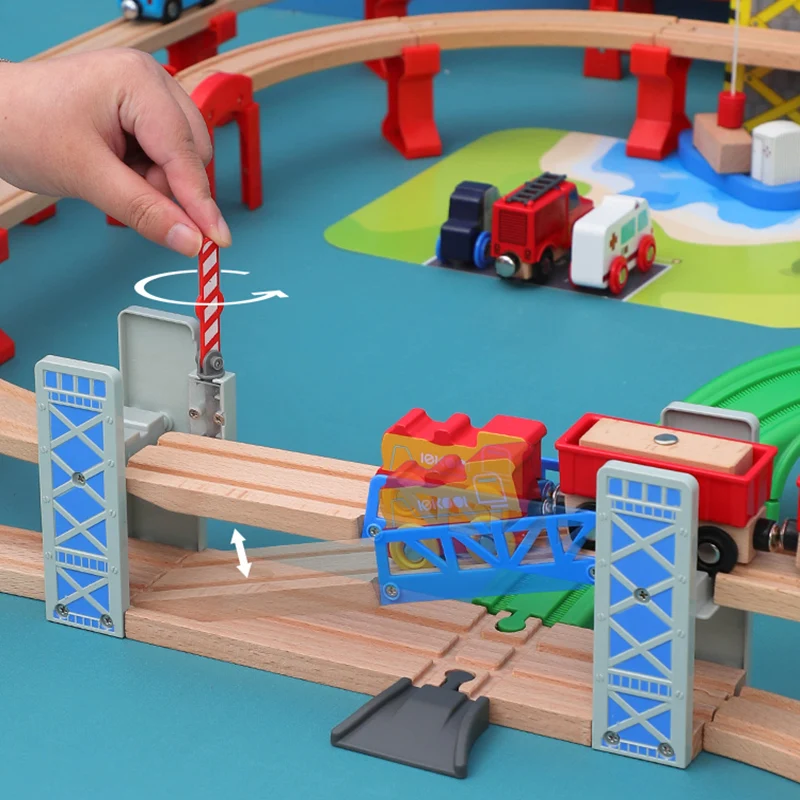 

Деревянный поезд треки железная дорога игрушки набор деревянный двухэтажный мост деревянные аксессуары Overpass модель детские игрушки детск...