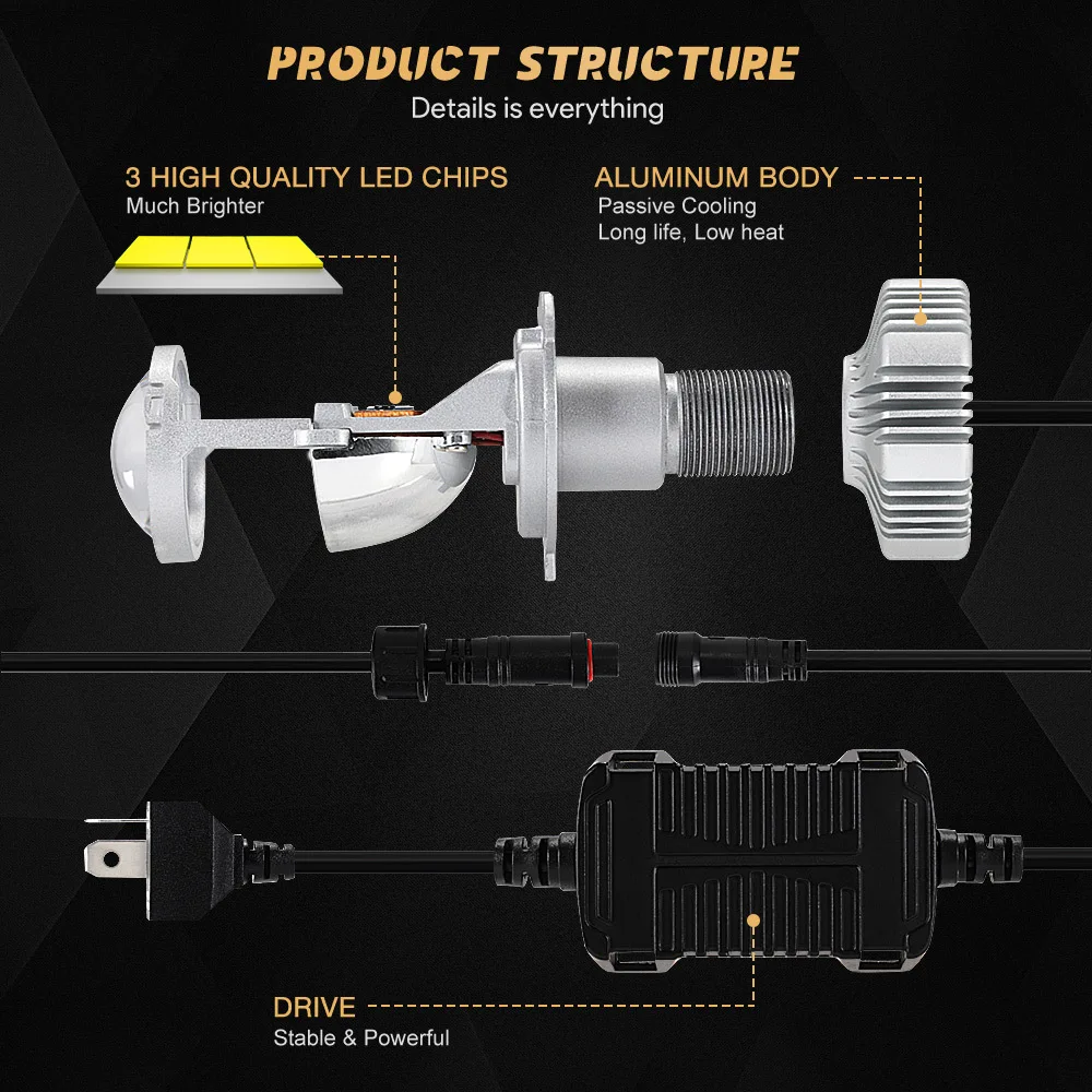 NOVSIGHT Mini H4 LED Canbus автомобильная лампа дневного света 80 Вт 12000 лм комплект для