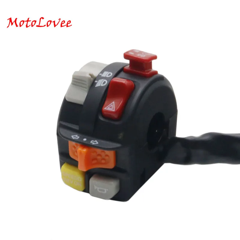 

MotoLovee 7/8" 22mm Handlebar Control Switch Mount Warning Light Turn Signal Horn Ignition Start Kill Overtaking Buttons Switch