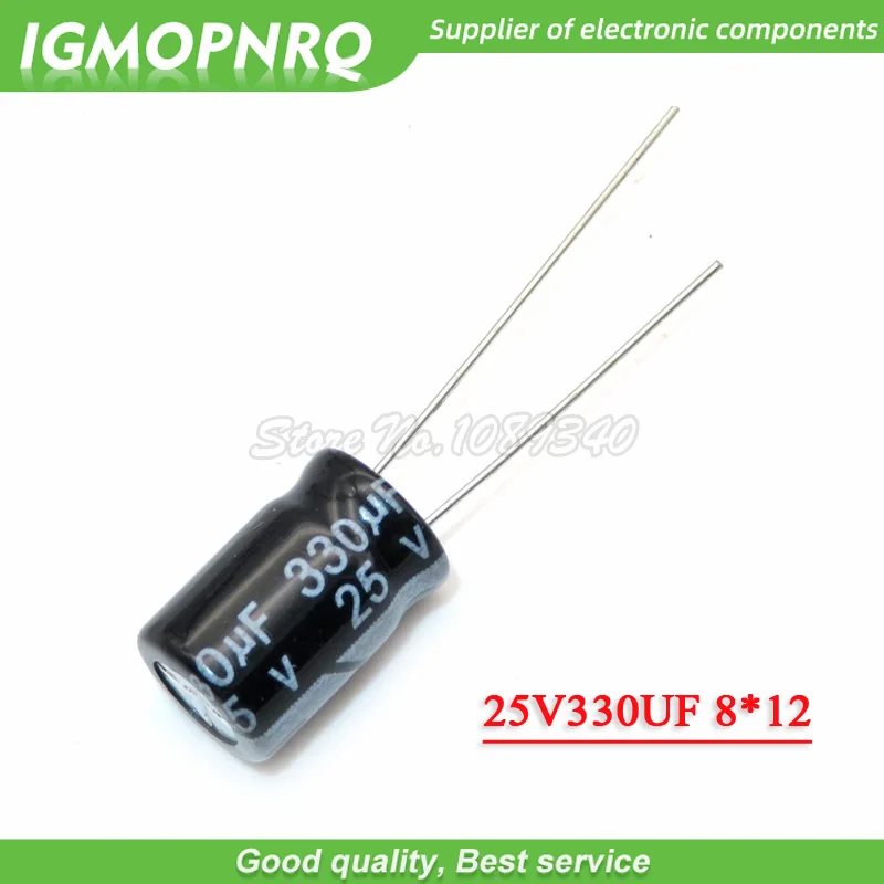 50 шт. 25V330UF 8*12 мм 330 мкФ 25В 8х12 алюминиевый электролитический