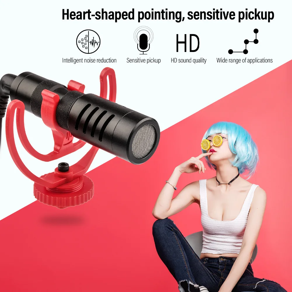 YICHUANG YC-VM100 Universal Compact On-Camera Video microphone 3.5mm for Nikon Canon Sony DSLR Cameras and Camcorders iPhone | Электроника