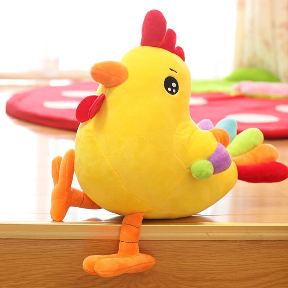 Плюшевая игрушка милая мягкая в виде курицы с радужным хвостом Реалистичная