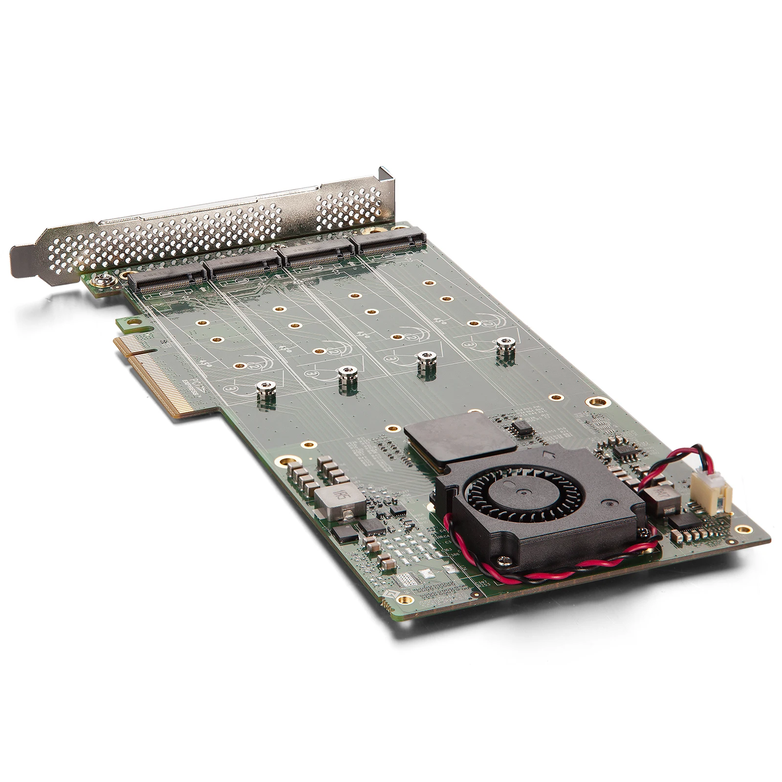 NVMe SSD Adapter, X8, (4) M.2(M Key), Built-in a PEX-8724 Controller with Bifurcation Function