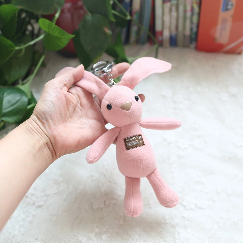 

European And American PoPular Brand Bunny Keychain Plush Rabbit Doll Doll School Bag Pendant Bag Jewelry Key Ring Chain