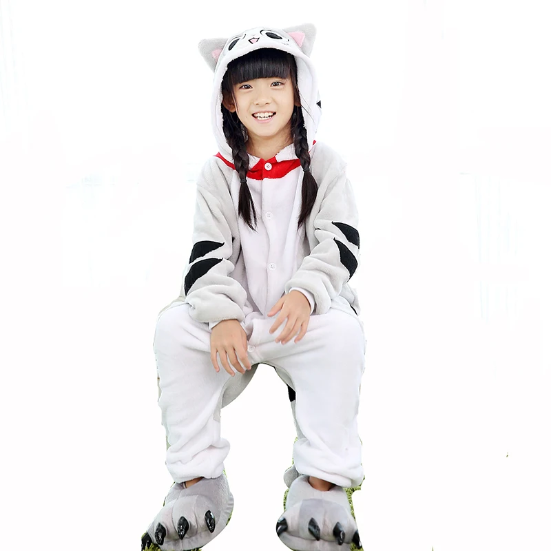 

Детские пижамы, пижама с изображением кошки и сыра, цельная Пижама для детей, детские кигуруми с изображением животных из мультфильма, подар...