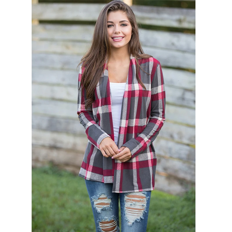 Классическая клетчатая рубашка осенняя теплая Женская фланелевая с длинным