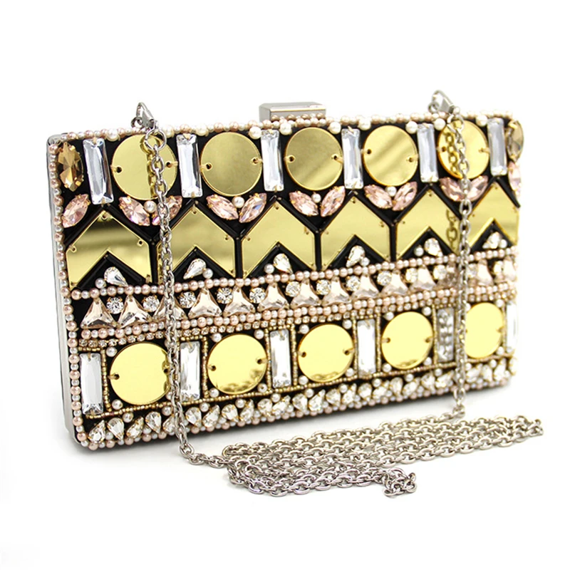 

Women Clutch Bags Luxury Handbags Sequins Retro Evening Bag Crystal Wedding Bride Purse Ladies Small Crossbody Shoulder Bags