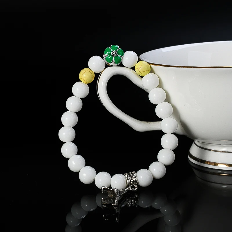 Женский браслет с бусинами и кулоном из вулканической лавы|Плетеные браслеты| |