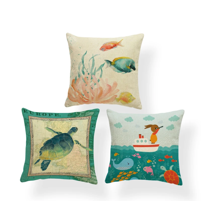 Милая забавная наволочка Зеленая Черепаха компас КИТ мультяшная украшение для