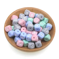 kovict 100pcs12mm color letter silicone beads diy personalized necklace pacifier chain baby teeth care teethering toy