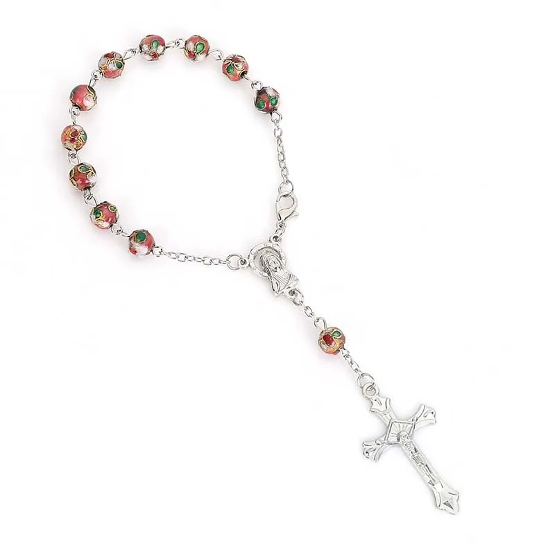 Catholic Luxury Rosary Multicolor Cloisonne Enamel Cross Bracelet. | Украшения и аксессуары