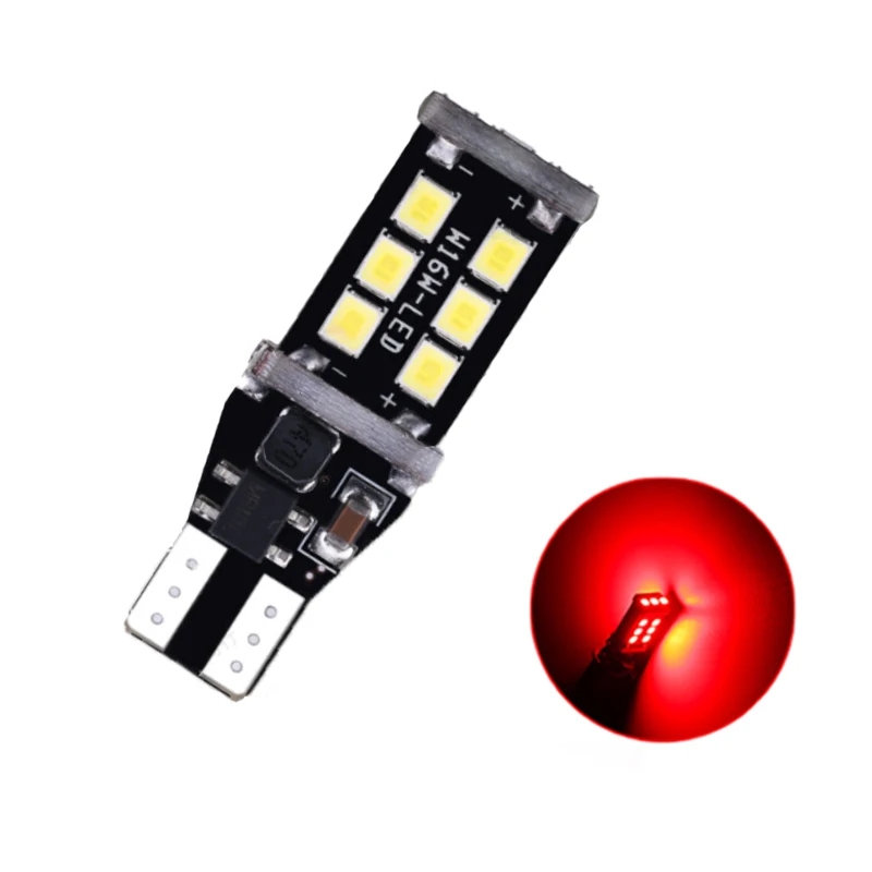 

100Pcs/Lot Wholesale Red T15 W16W 15SMD 2835 LED Canbus Error Free Car Bulbs 12V For ReverseLights TailLights Brake Lights