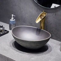 retro art above counter basin oval ceramic wash basin single basin household antique shampoo sinks washbasin countertop sinks