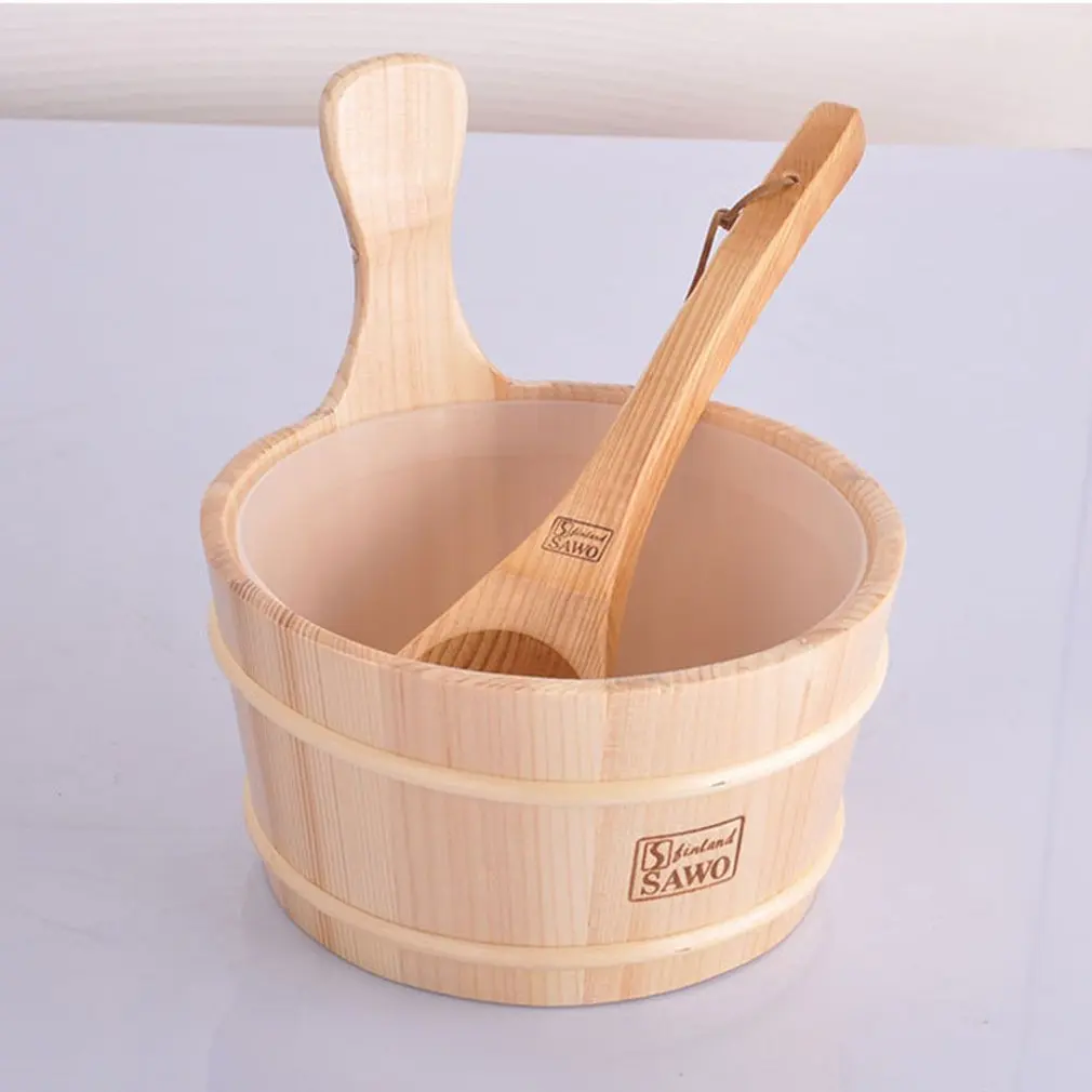 

Bathroom Natural Sauna Bucket Wooden Spoon With Lined Portable Wooden Skin Weight Loss Sauna Tool Supplies