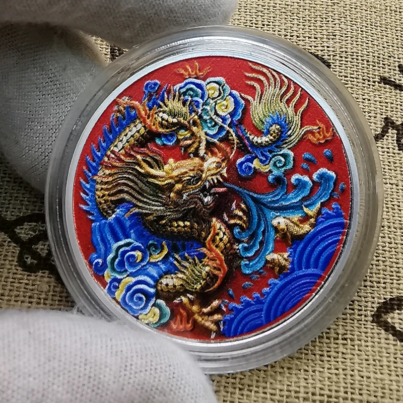 Таинственный китайский стиль Инь Янь Дракон и Феникс трехмерная рельефная