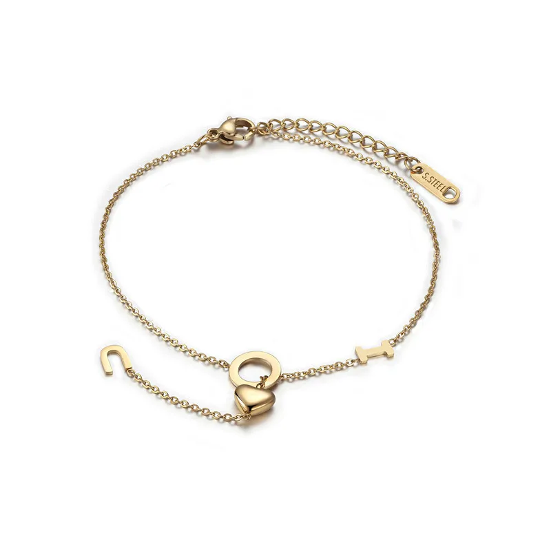 

YSM Jewelry 2020 Trend European American Style Stainless Steel Simple IOU Heart Bracelet For Women Golden Gift Bracelet B241