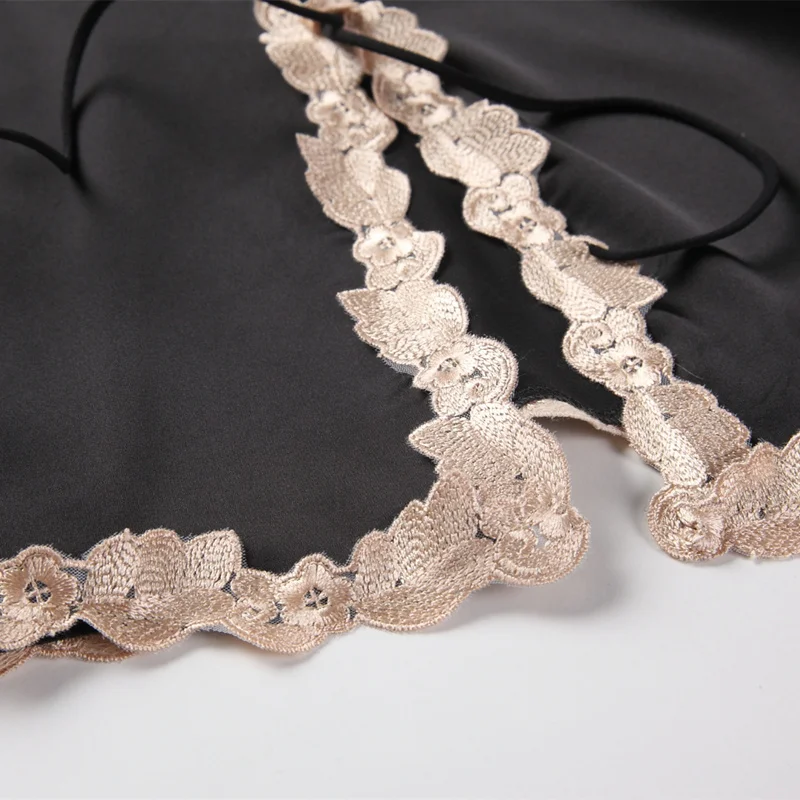 Nuisette Femme Sexy Lingerie Satin Nightgown Embroidery V-Neck Sleeveless Sleepwear Lace Nightdress Set Women Nightwear Babydoll