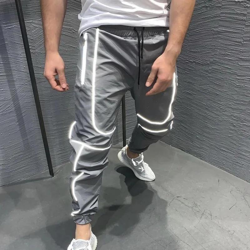 NEW Reflective Pants Streetwear Fitness Men Hip Hop Sweatpants Mens Casual Joggers Unisex Harajuku | Мужская одежда