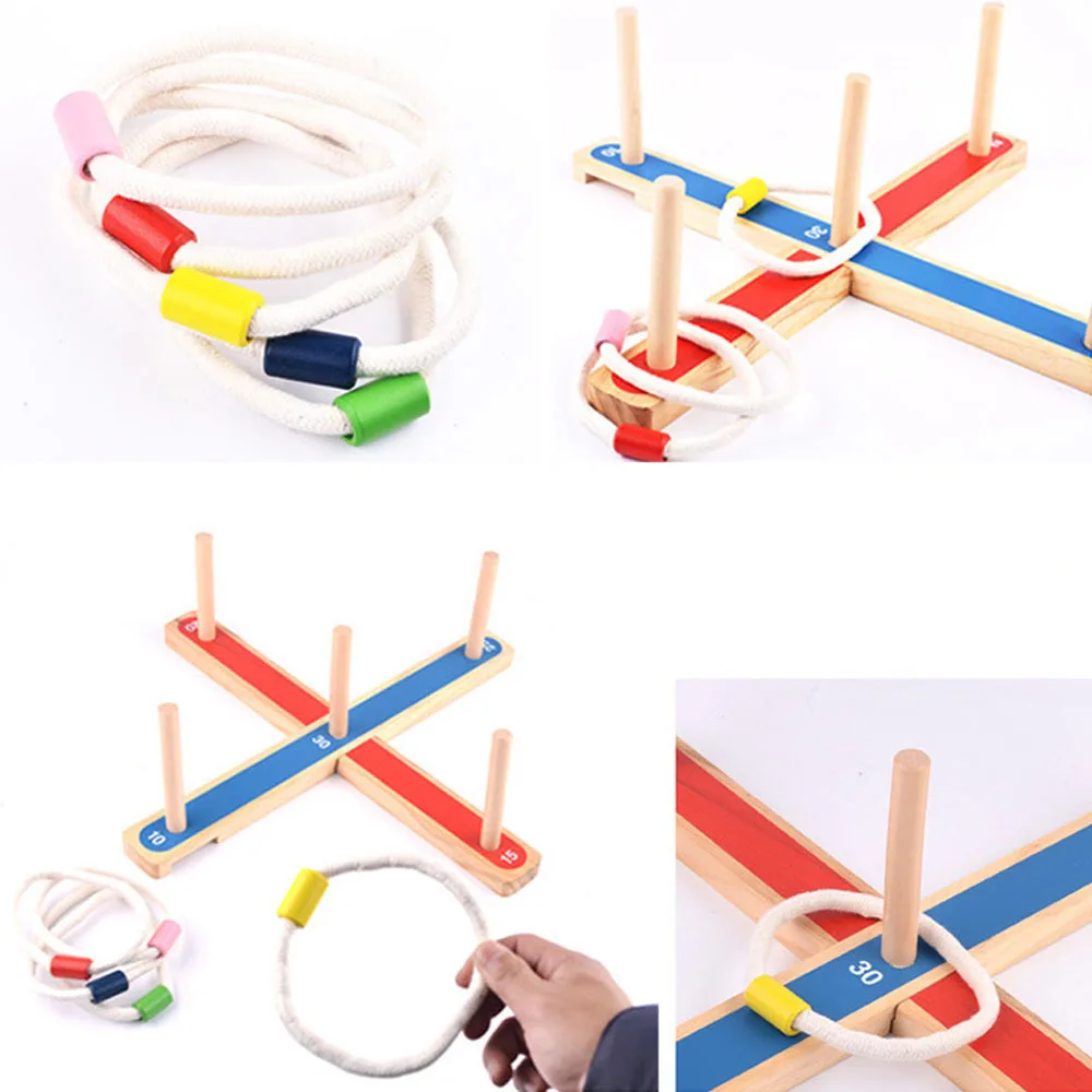 

Children Wooden Environment-friendly Loop Game Educational Interactive Toys Wooden Toys For Outdoor Indoor Plays Ringtoss
