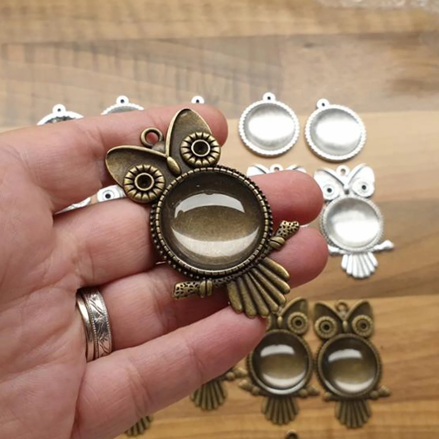 Пустая Подвеска для сережек в виде совы 10 шт. 25 мм подставка с кабошоном основа