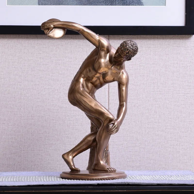 [VIP] Ретро скульптура персонажа фигурка Discus Thrower статуя спортсмена гостиная ТВ