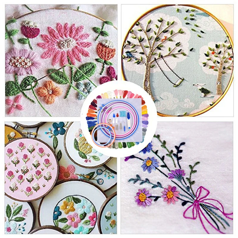 Новинка набор обручей для вышивки крестиком 5 шт. 50/100 нитки ножницы иглы Швейные