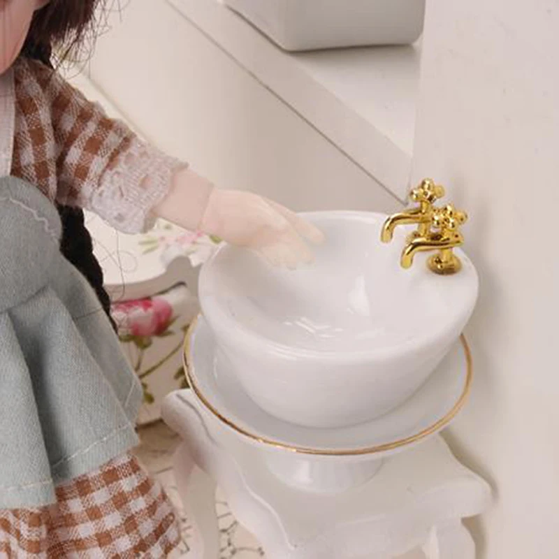 

DIY Miniature Dollhouse Bathroom Furniture Accessories Sets BathWash basin Furniture Accessories Baby Gift