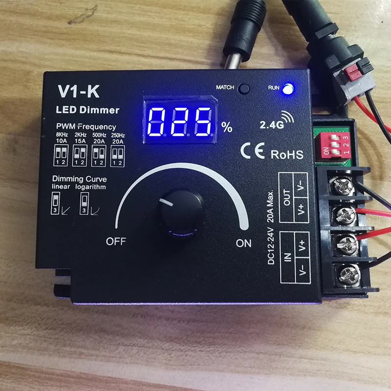 Новый Светодиодные ленты Диммер 12V 24V 20A Выход черный металлический корпус ручка