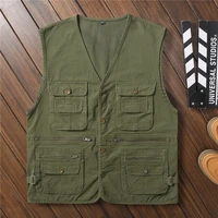 men breathable cotton fishing vest m 5xl plus size casual vest outdoor sports pockets waistcoat mountaineering photography vests