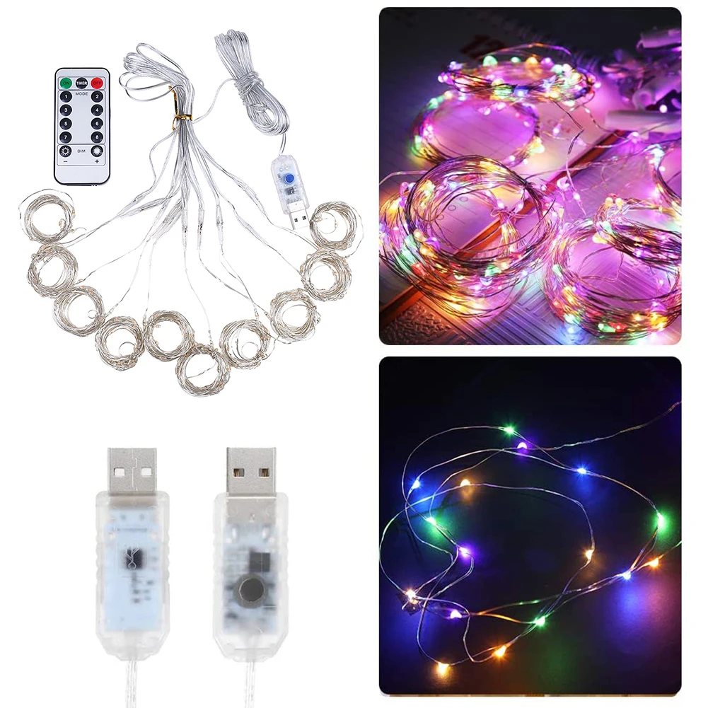 

LED Fairy Lights Garland Curtain Lamp Remote Control USB String Lights New Year Christmas Decorations for Home Bedroom Window