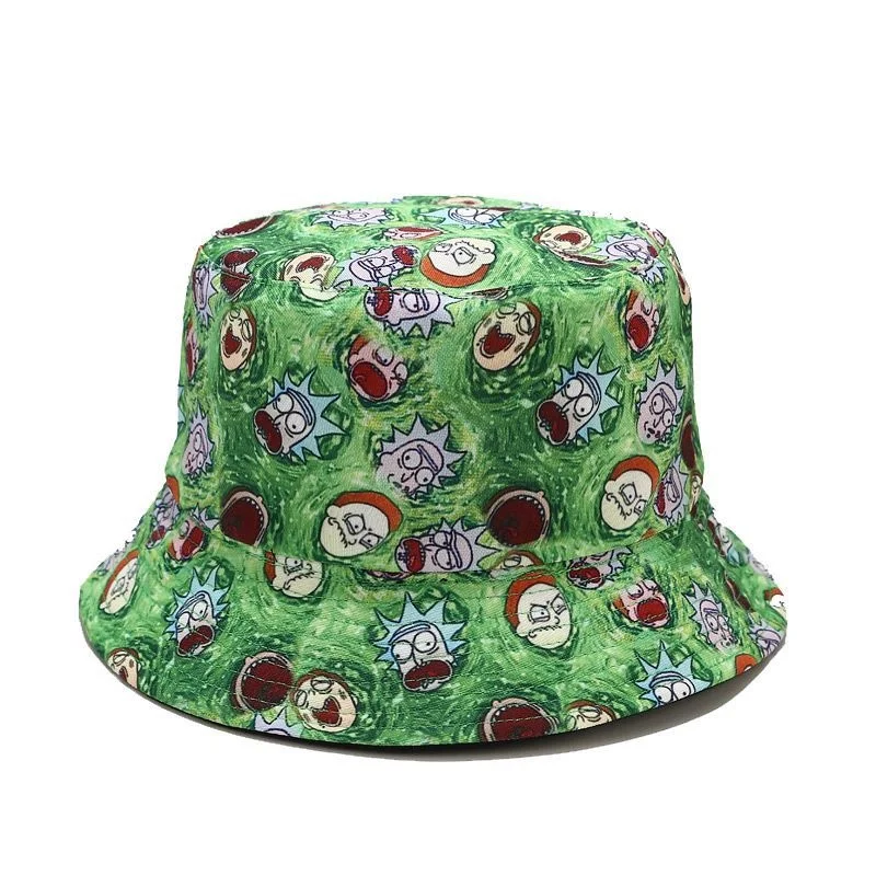 

New Hot Visor Cap summer Bucket Hat Fishing Cap US Anime cartoon print Hat for Men Women