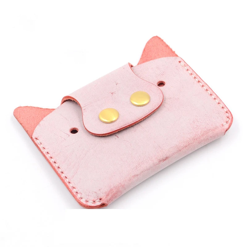 

6 Colors of DIY Material Package True Leather Card Bag Cute Pig Shape Handmade Gift Coin Purse Needle Sewing Leather Craft Kits