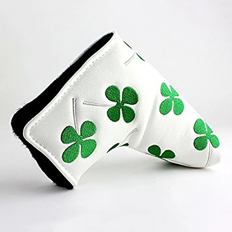 

Waterproof And Dustproof PU Golf Putter Head Cover For Blade Style Golf Accessories With Four Leaf Clover Embroidery