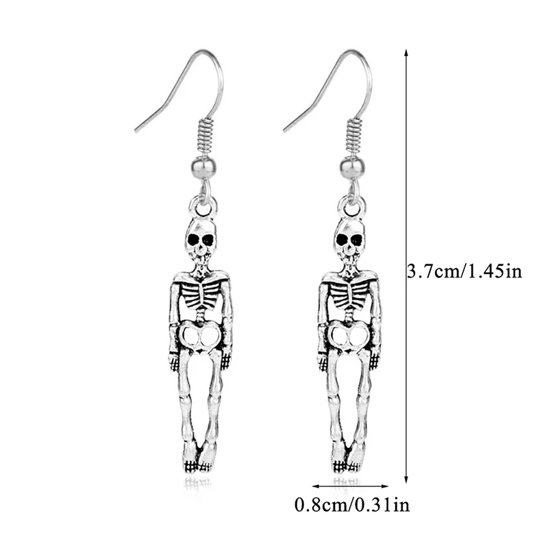 

1pair(2pcs) Tibetan Silver Halloween Skeleton Dangle Drop Earrings Handmade DIY Jewelry E582 E583