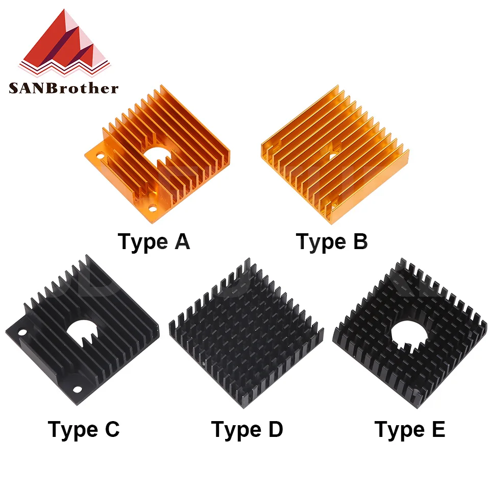 3D Printer Aluminum Motor Heatsink Black Gold Radiator 40 x 40 x 10mm for 42 stepper motor MK7/MK8 Extruder Heat Sink