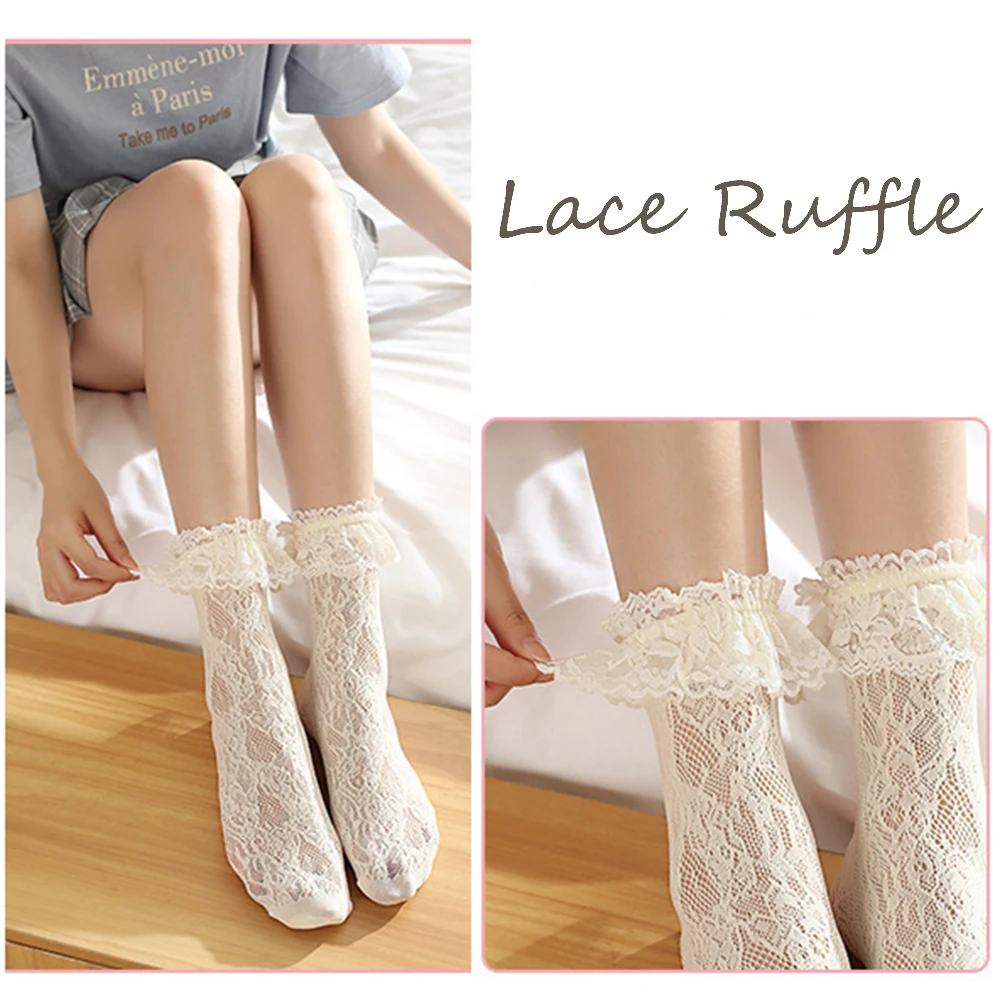 

Summer Woman Mesh Socks Ankle Lace Ultra-thin Girl’s Elastic Fishnet Short Transparent Socks Fashion Kawai Cute Style