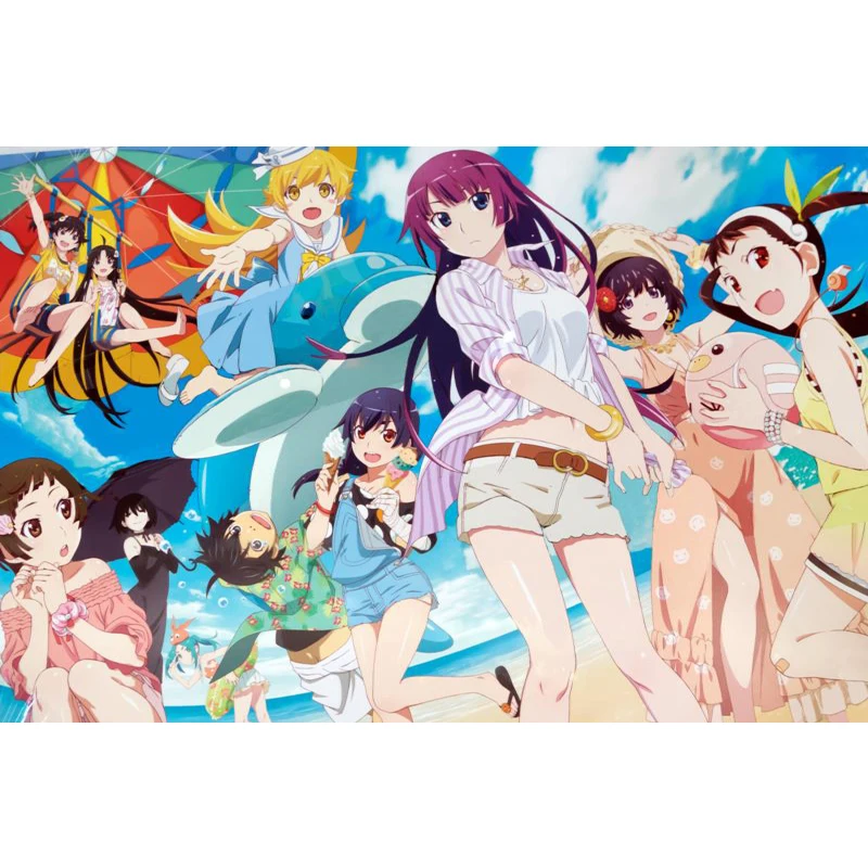 Плакат на холсте заказ аниме моногатари плакат для рисования домашний декор